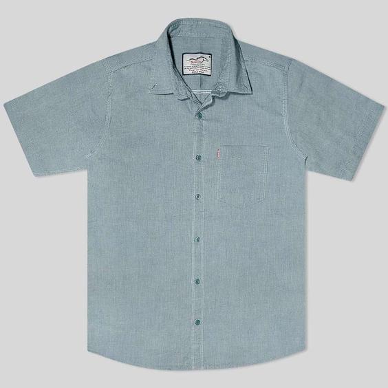 پیراهن نخی آستین کوتاه جیب دار مردانه زیتونی 124011-9|پیشنهاد محصول