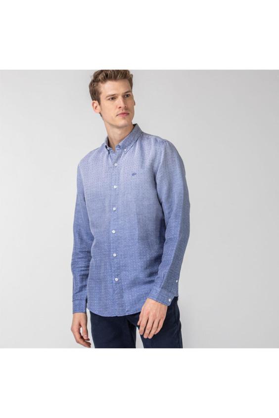 پیراهن آستین بلند مردانه آبی لاکوست CH0015 ا Erkek Slim Fit Desenli Degrade Mavi Gömlek CH0015|پیشنهاد محصول