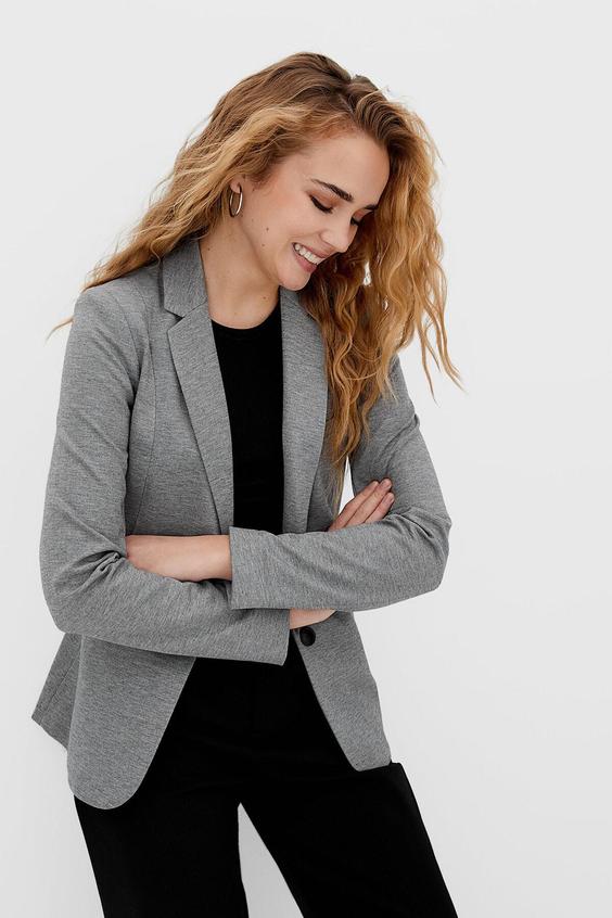 کت زنانه طوسی برند stradivarius ا Kadın Açık Gri Basic Dokuma Blazer 08061294|پیشنهاد محصول