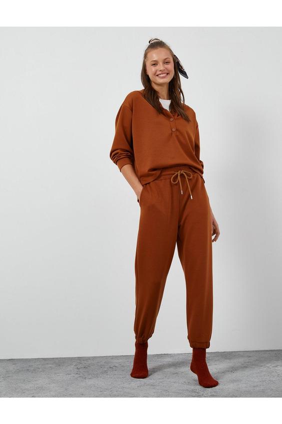 شلوار راحتی زنانه قهوه ای کوتون ا Jogger Pijama Altı Beli Bağcıklı|پیشنهاد محصول