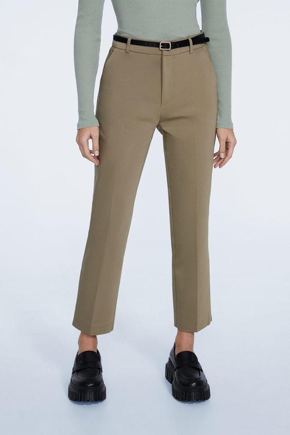شلوار روزمره زنانه سبز برند stradivarius ا Kemerli Smart Pantolon|پیشنهاد محصول