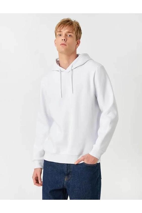 هودی مردانه سفید کوتون ا Erkek Sweatshirt Beyaz 3wam70050mk|پیشنهاد محصول