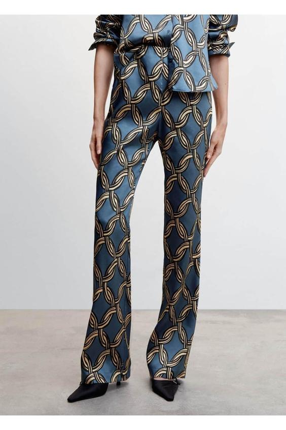شلوار راحتی زنانه آبی مانگو ا Desenli Saten Pantolon|پیشنهاد محصول