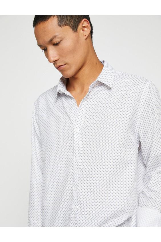 پیراهن آستین بلند مردانه سفید کوتون ا Basic Gömlek Klasik Manşet Yaka Uzun Kollu|پیشنهاد محصول