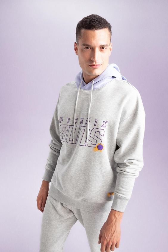 هودی مردانه طوسی دفکتو ا Fit Nba Phoenix Suns Oversize Fit Kapüşonlu Sweatshirt|پیشنهاد محصول