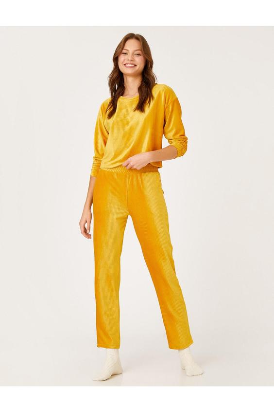 شلوار راحتی زنانه زرد کوتون ا Jogger Pijama Altı Dokulu|پیشنهاد محصول