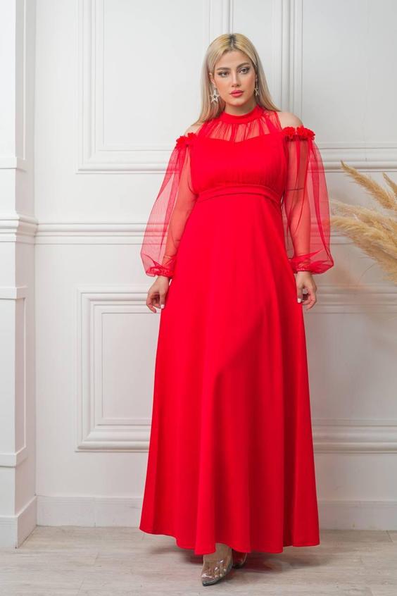لباس مجلسی و شب ماکسی مدل افسانه - قرمز / سایز(4)48-50 ا Dress and long night|پیشنهاد محصول