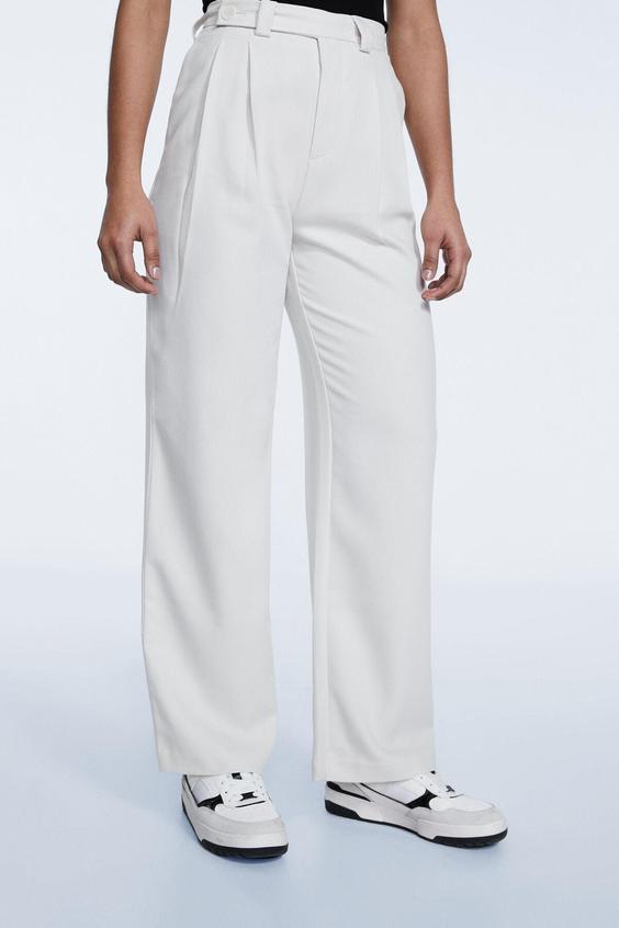 شلوار روزمره زنانه سفید برند stradivarius ا Pensli Smart Pantolon|پیشنهاد محصول