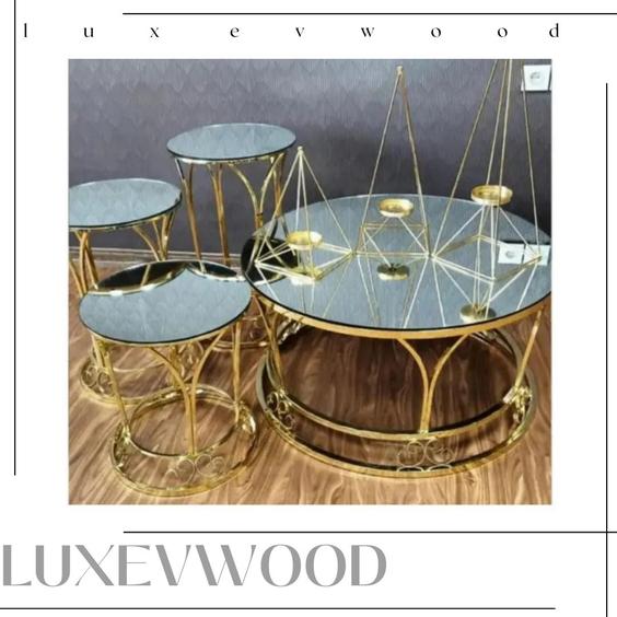 میز جلومبلی عسلی فلزی مدل تاج - طرح سنگ / سیلور / سفید|پیشنهاد محصول