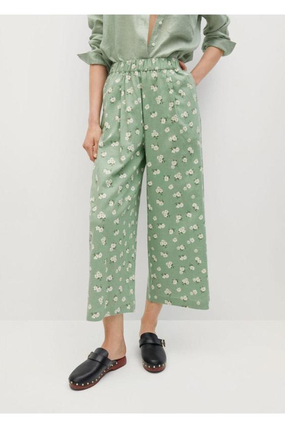 شلوار روزمره زنانه سبز مانگو ا Kadın Yeşil Keten Karışımlı Pantolon Etek|پیشنهاد محصول