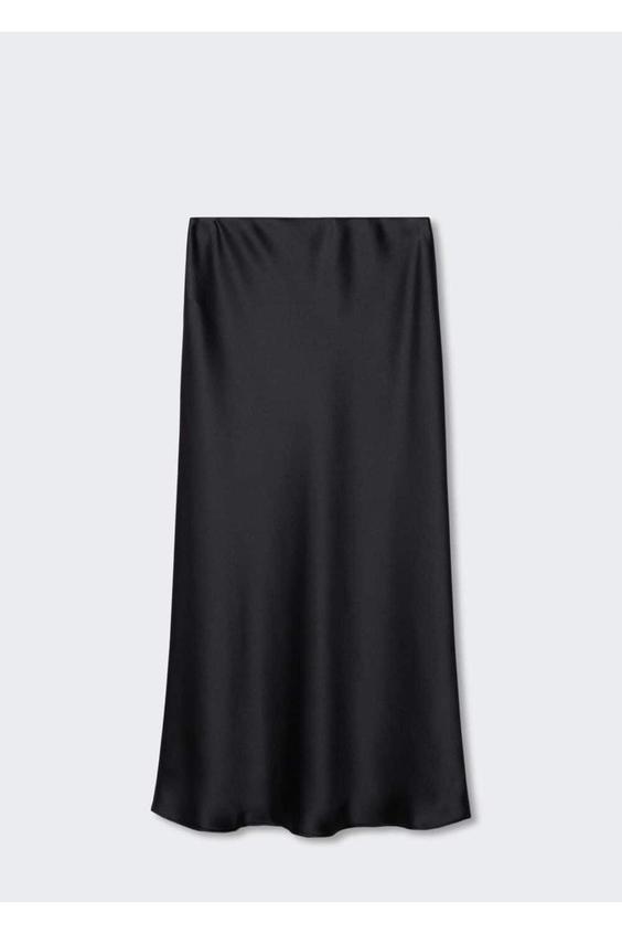 دامن بلند زنانه سیاه مانگو ا Saten Midi Etek|پیشنهاد محصول