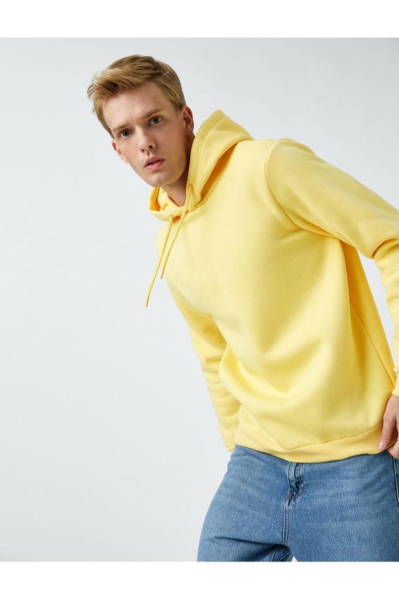 هودی مردانه زرد کوتون ا Basic Kapşonlu Sweatshirt|پیشنهاد محصول