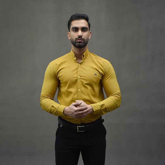 پیراهن ساده آستین بلند مردانه زرد تیره کد S221|پیشنهاد محصول