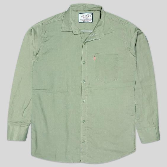 پیراهن کنفی تمام نخ تک جیب آستین بلند سبز 124070-1|پیشنهاد محصول