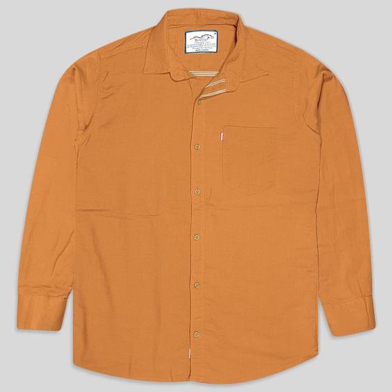 پیراهن کنفی تمام نخ تک جیب آستین بلند نارنجی 124070-8|پیشنهاد محصول