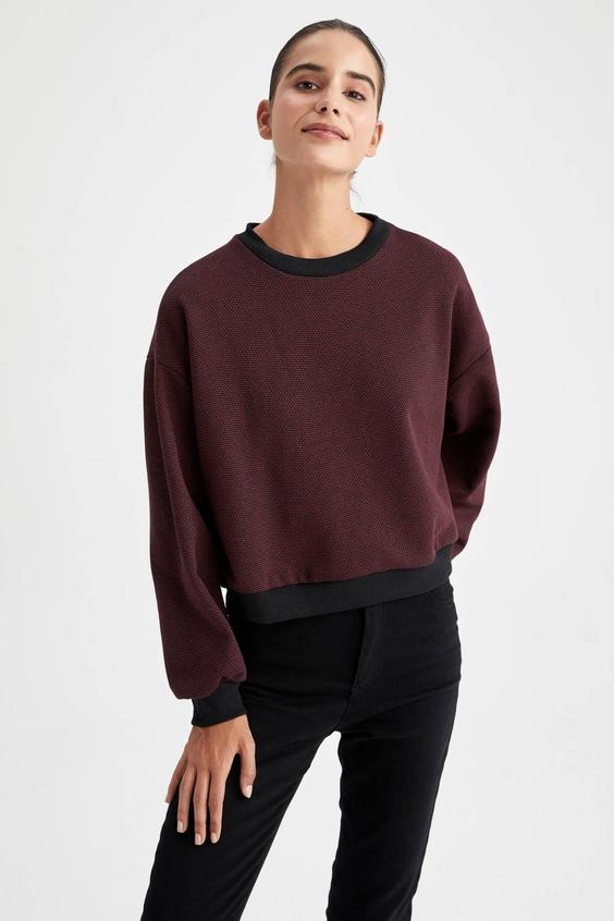پلیور زنانه زرشکی دفکتو ا Regular Fit Sweatshirt|پیشنهاد محصول