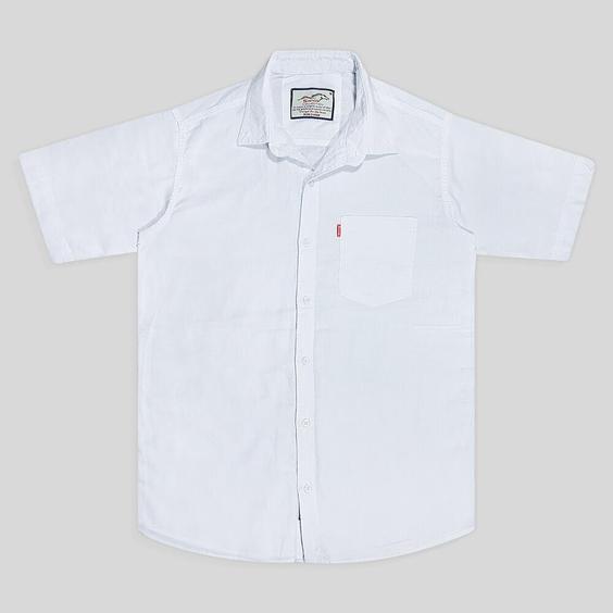 پیراهن کنفی تمام نخ تک جیب آستین کوتاه سفید 124069-7|پیشنهاد محصول