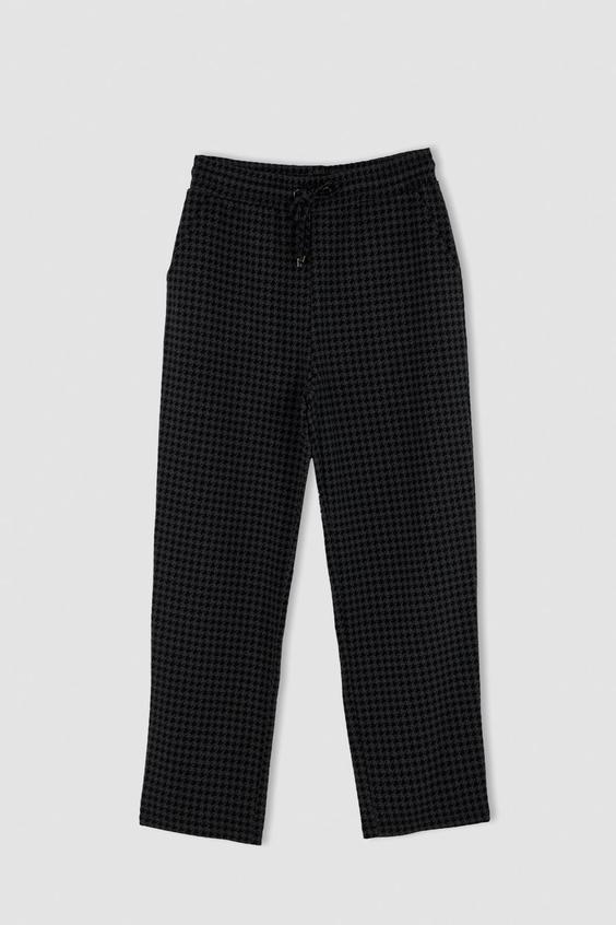شلواررسمی زنانه سیاه دیفاکتو ا Kazayağı Desenli Beli Bağcıklı Relax Fit Jogger Pantolon|پیشنهاد محصول