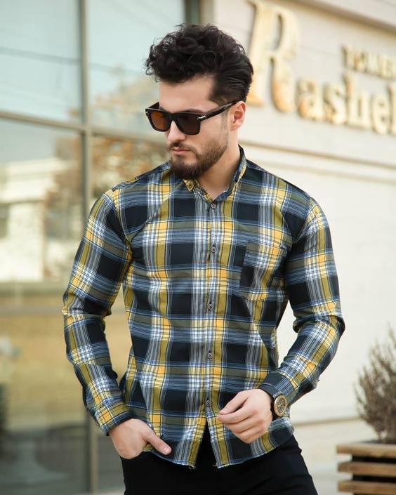 پیراهن مردانه مدل Rayan (مشکی زرد)|پیشنهاد محصول