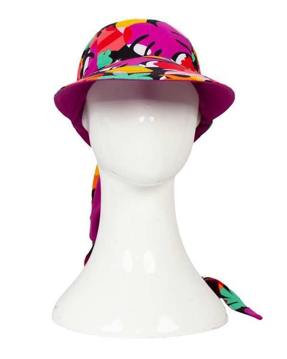 کلاه زنانه دورو گره اي مشکي بنفش هاوايي تارتن Tartan|پیشنهاد محصول