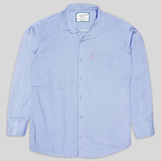 پیراهن کنفی تمام نخ تک جیب آستین بلند آبی روشن 124070-3|پیشنهاد محصول