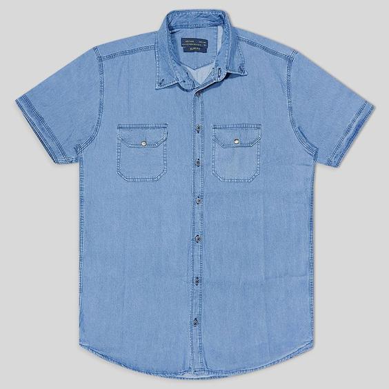 پیراهن جین دو جیب آستین کوتاه آبی 124073-3|پیشنهاد محصول