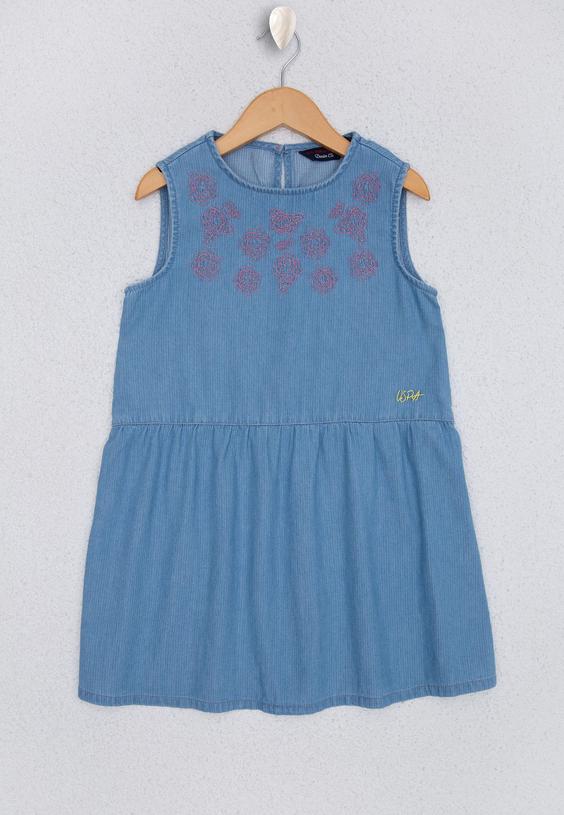 پیراهن روزمره دختربچه آبی یو اس پولو 50219681-DN0021 ا Kız Çocuk Mavi Denim Elbise|پیشنهاد محصول