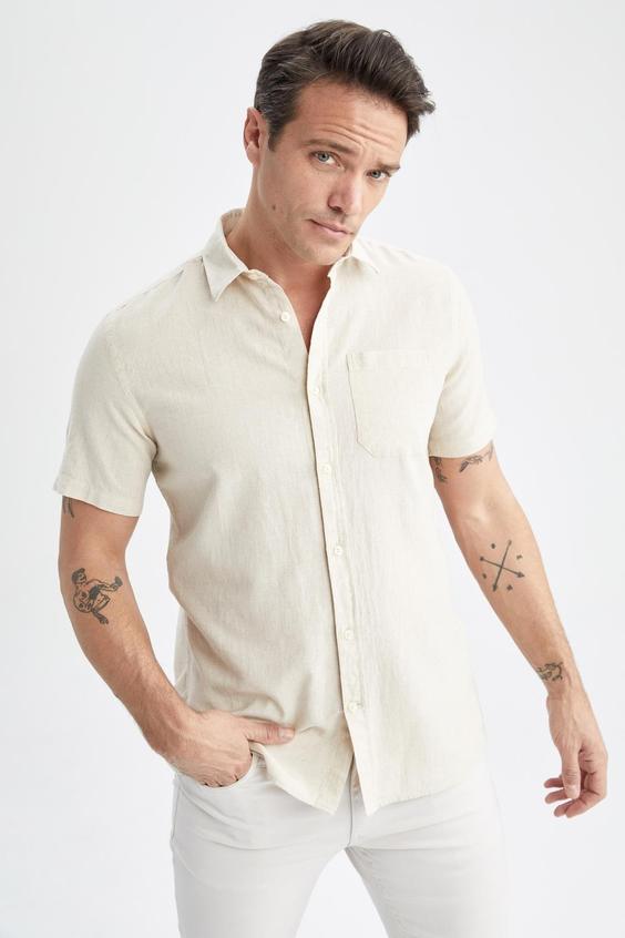 پیراهن آستین کوتاه مردانه بژ دفکتو|پیشنهاد محصول