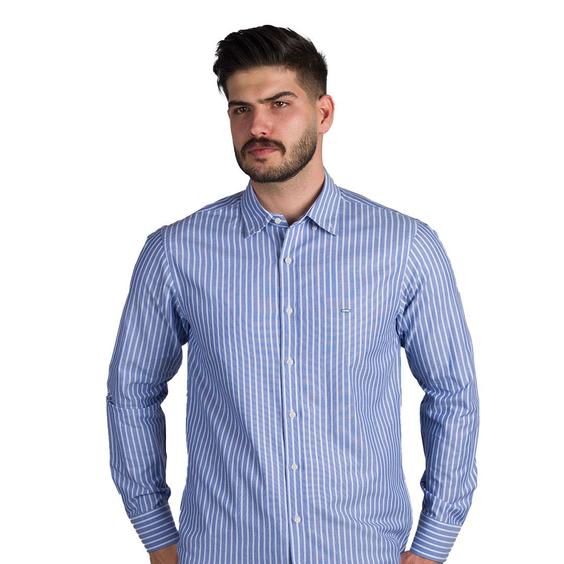 پیراهن پنبه ای مردانه آبی سفید راه راه اگزیتکس Exitex - کد E2077|پیشنهاد محصول