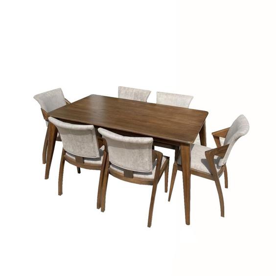 میز و صندلی ناهارخوری 6 نفره اسپرسان چوب مدل sm104 - قهوه ای تیره|پیشنهاد محصول