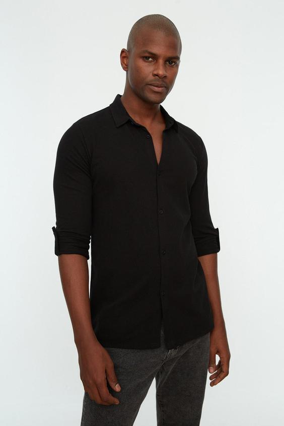 پیراهن آستین بلند مردانه سیاه برند trendyol man|پیشنهاد محصول