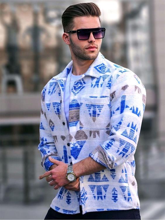 پیراهن آستین بلند مردانه آبی برند Madmext|پیشنهاد محصول