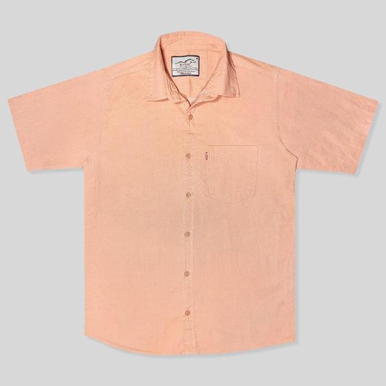 پیراهن نخی آستین کوتاه جیب دار مردانه نارنجی 124011-1|پیشنهاد محصول