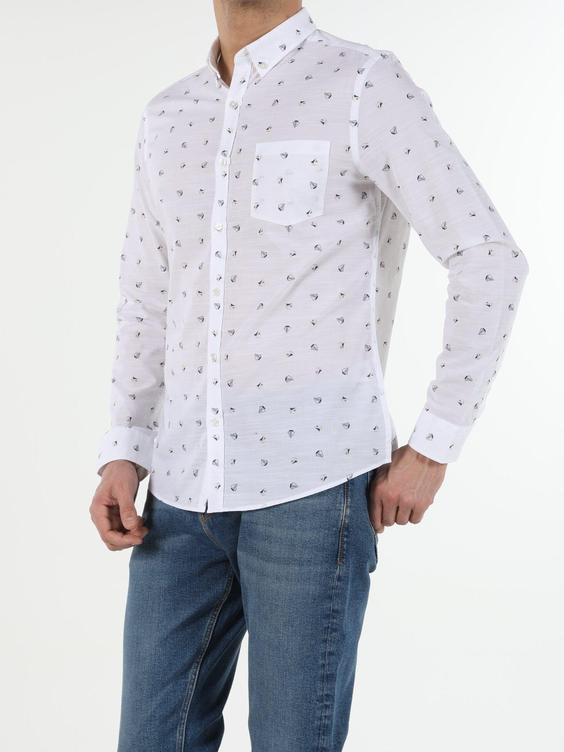 پیراهن آستین بلند سفید مردانه کولینز کد:CL1054250|پیشنهاد محصول