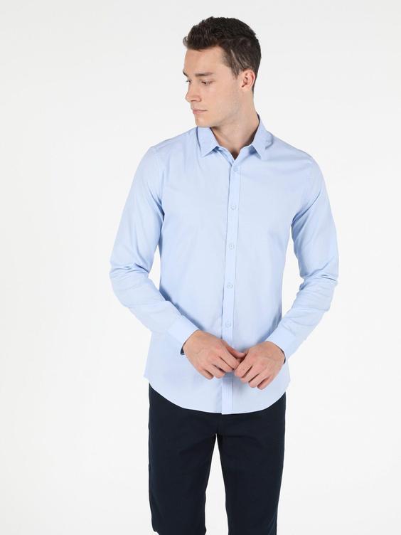 پیراهن آستین بلند آبی مردانه کولینز کد:CL1041350|پیشنهاد محصول