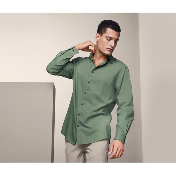 خرید اینترنتی پیراهن آستین بلند مردانه سبز چیبو 141587 ا Gömlek, Yeşil|پیشنهاد محصول