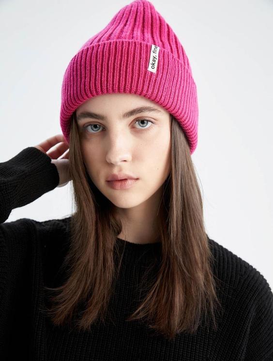 خرید اینترنتی کلاه زمستانی زنانه صورتی دفکتو Y1093AZ22WN ا Kadın Basic Triko Bere|پیشنهاد محصول