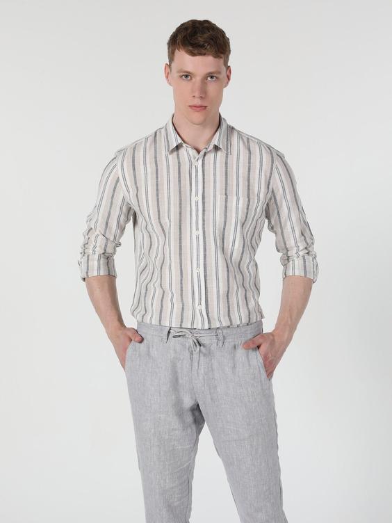 پیراهن آستین بلند بژ مردانه کولینز کد:CL1059550|پیشنهاد محصول