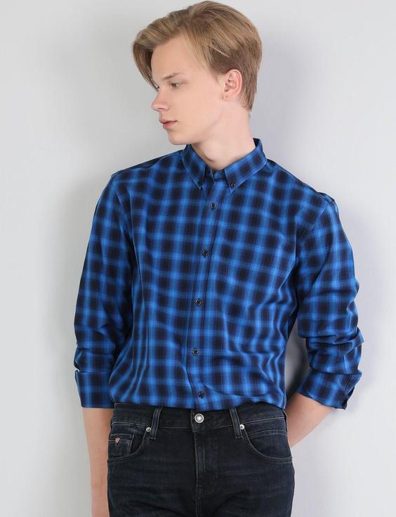 پیراهن آستین بلند آبی مردانه کولینز کد:CL1044032|پیشنهاد محصول