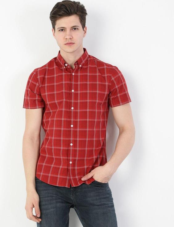 پیراهن آستین کوتاه قرمز مردانه کولینز کد:CL1049252|پیشنهاد محصول