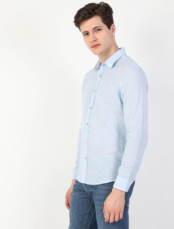 پیراهن آستین بلند آبی مردانه کولینز کد:CL1041771|پیشنهاد محصول