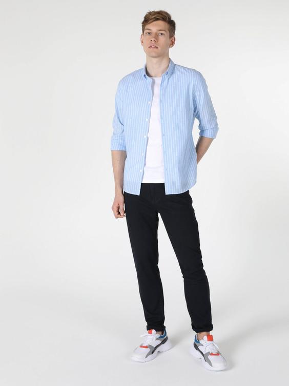 پیراهن آستین بلند آبی مردانه کولینز کد:CL1057543|پیشنهاد محصول