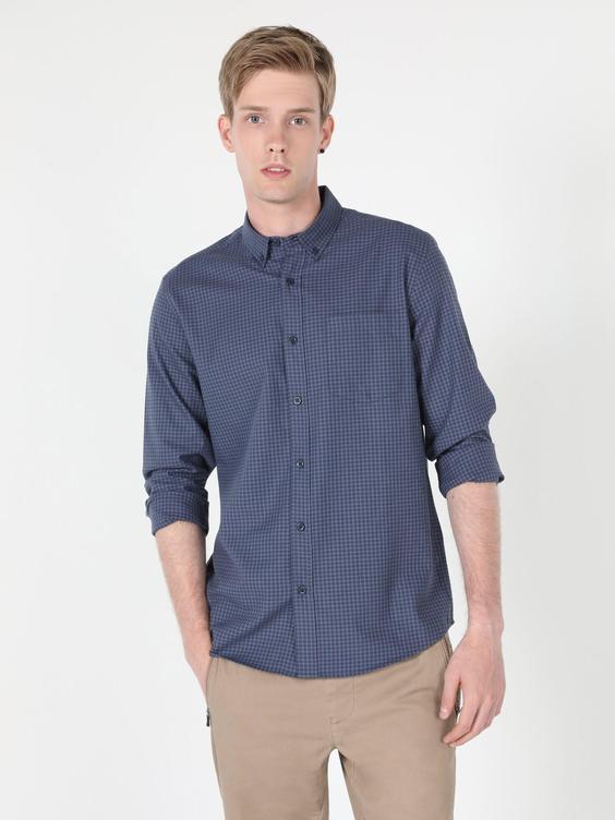 پیراهن آستین بلند آبی مردانه کولینز کد:CL1044227|پیشنهاد محصول