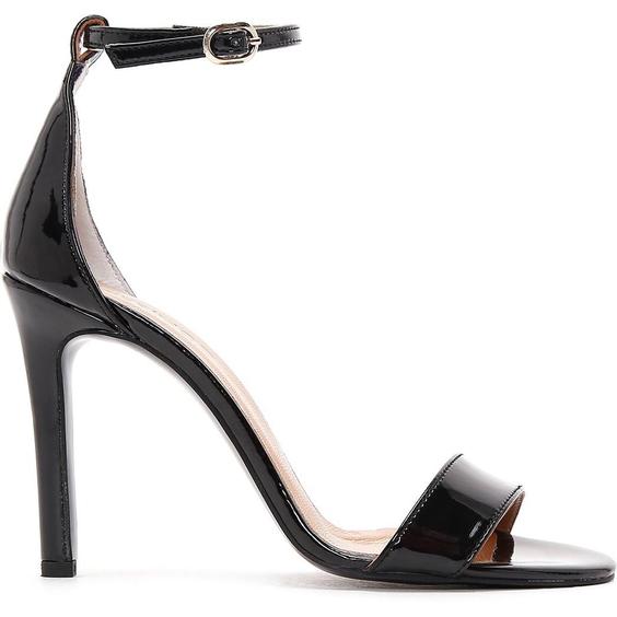 خرید اینترنتی کفش پاشنه دار زنانه سیاه دریمد 23SFD160116 ا Kadın Rugan Deri Topuklu Sandalet|پیشنهاد محصول