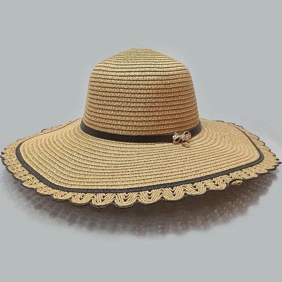 کلاه ساحلی رنگ شتری لبه دالبری لبه 12 سانتی کد 9047|پیشنهاد محصول