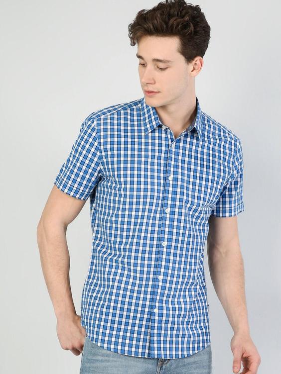پیراهن آستین کوتاه آبی مردانه کولینز کد:CL1043031|پیشنهاد محصول