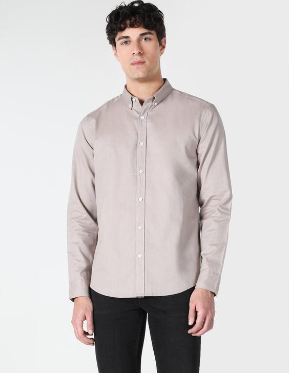 پیراهن آستین بلند بژ مردانه کولینز کد:CL1048576|پیشنهاد محصول