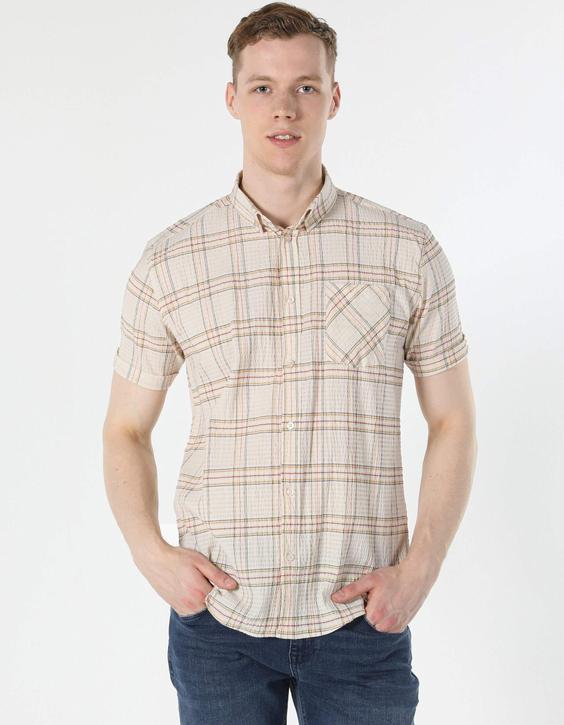 پیراهن آستین کوتاه بژ مردانه کولینز کد:CL1058052|پیشنهاد محصول