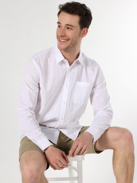 پیراهن آستین بلند سفید مردانه کولینز کد:CL1059609|پیشنهاد محصول