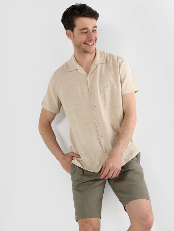 پیراهن آستین کوتاه بژ مردانه کولینز کد:CL1063633|پیشنهاد محصول